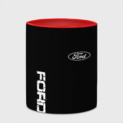 Кружка 3D Ford logo white steel, цвет: 3D-белый + красный — фото 2