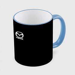 Кружка 3D Mazda white logo, цвет: 3D-небесно-голубой кант