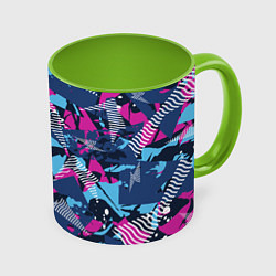 Кружка 3D Яркий абстрактный узор для спорта, цвет: 3D-белый + светло-зеленый