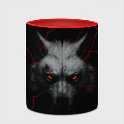 Кружка 3D Волк и молний, цвет: 3D-белый + красный — фото 2