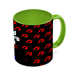 Кружка 3D NFS x GTA pattern, цвет: 3D-белый + светло-зеленый
