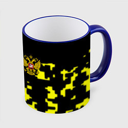 Кружка 3D Россия имперский стиль пиксели, цвет: 3D-синий кант