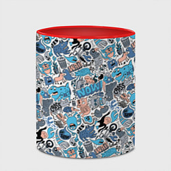 Кружка 3D Дудл животные и монстры, цвет: 3D-белый + красный — фото 2