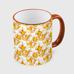 Кружка 3D Много пива, цвет: 3D-оранжевый кант
