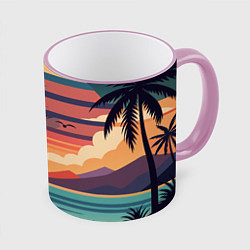 Кружка 3D Парусник на море, цвет: 3D-розовый кант