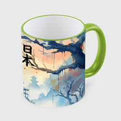 Кружка 3D Japanese landscape - watercolor, цвет: 3D-светло-зеленый кант