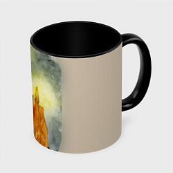 Кружка 3D Горящие свечи на подсвечнике, цвет: 3D-белый + черный