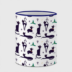 Кружка 3D Узор из черных магических кошек, цвет: 3D-синий кант — фото 2