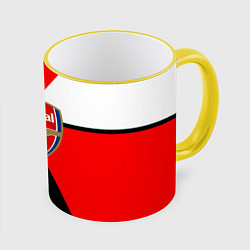 Кружка 3D Арсенал лого геометрия, цвет: 3D-желтый кант