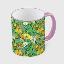 Кружка 3D Груши и птицы, цвет: 3D-розовый кант