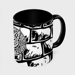 Кружка 3D Голова волка скандинавский узор тату, цвет: 3D-белый + черный
