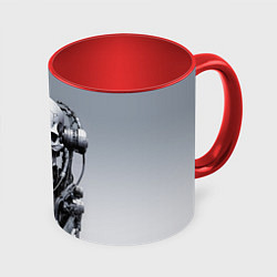 Кружка 3D Cool cyber skull - ai art fantasy, цвет: 3D-белый + красный