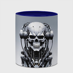 Кружка 3D Cool cyber skull - ai art fantasy, цвет: 3D-белый + синий — фото 2