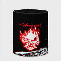 Кружка 3D Киберпанк 2077 огненное лого, цвет: 3D-белый + черный — фото 2