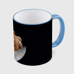 Кружка 3D Чау-чау палевый и луна, цвет: 3D-небесно-голубой кант