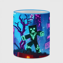 Кружка 3D Minecraft and halloween - neon glow, цвет: 3D-небесно-голубой кант — фото 2