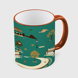 Кружка 3D Осенний городской парк, цвет: 3D-оранжевый кант