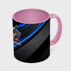 Кружка 3D Captain Titus Warhammer 40000 space marine 2, цвет: 3D-белый + розовый