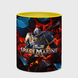 Кружка 3D Warhammer 40000 space marine 2 ультрамарин в броне, цвет: 3D-белый + желтый — фото 2