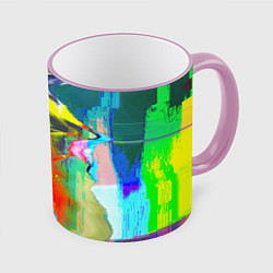 Кружка 3D Текстура глитч краски, цвет: 3D-розовый кант