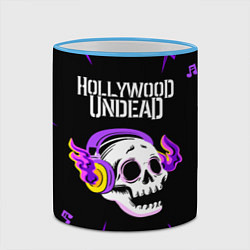 Кружка 3D Hollywood Undead неоновый череп, цвет: 3D-небесно-голубой кант — фото 2