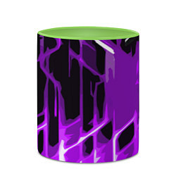 Кружка 3D Abstract purple stripes on a black background, цвет: 3D-белый + светло-зеленый — фото 2