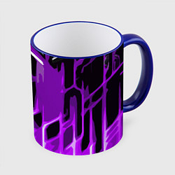 Кружка 3D Abstract purple stripes on a black background, цвет: 3D-синий кант