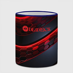 Кружка 3D Deadlock logo красные соты и неон, цвет: 3D-синий кант — фото 2