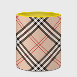 Кружка 3D Стильная клетка - шотландка, крупно, цвет: 3D-белый + желтый — фото 2