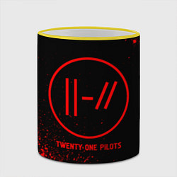 Кружка 3D Twenty One Pilots - red gradient, цвет: 3D-желтый кант — фото 2