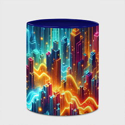 Кружка 3D Neon metropolis - vaporwave, цвет: 3D-белый + синий — фото 2