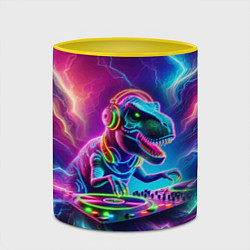 Кружка 3D Tyrannosaur DJ - neon glow, цвет: 3D-белый + желтый — фото 2