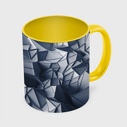 Кружка 3D Геометрические грани, цвет: 3D-белый + желтый