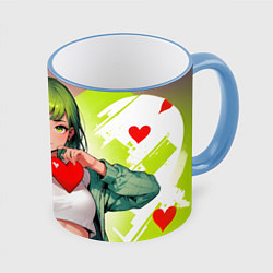 Кружка 3D Аниме сердечки, цвет: 3D-небесно-голубой кант