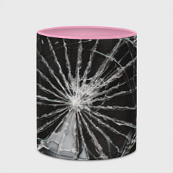 Кружка 3D Треснутое стекло черная текстура, цвет: 3D-белый + розовый — фото 2