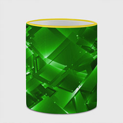 Кружка 3D Прозрачная изумрудная геометрия, цвет: 3D-желтый кант — фото 2