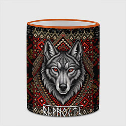 Кружка 3D Верность волк Славянский, цвет: 3D-оранжевый кант — фото 2