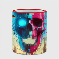 Кружка 3D Cool vanguard neon cyber skull - ai art, цвет: 3D-красный кант — фото 2