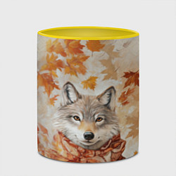 Кружка 3D Осенний волк, цвет: 3D-белый + желтый — фото 2