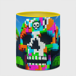 Кружка 3D Minecraft landscape with skull - ai art fantasy, цвет: 3D-белый + желтый — фото 2