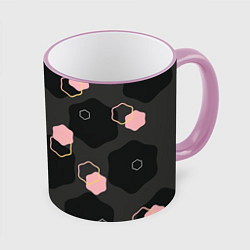 Кружка 3D Геометрия на темном фоне, цвет: 3D-розовый кант
