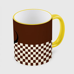 Кружка 3D Квейк ретро паттерн, цвет: 3D-желтый кант
