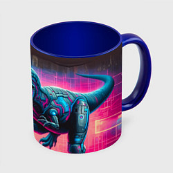 Кружка 3D Дино крутой скейтбордист - граффити, цвет: 3D-белый + синий
