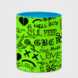 Кружка 3D Lil Peep кислотный паттерн, цвет: 3D-белый + небесно-голубой — фото 2