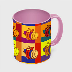 Кружка 3D Тыква разноцветная, цвет: 3D-белый + розовый
