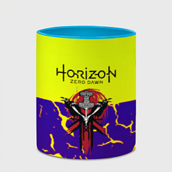 Кружка 3D Horizon zero dawn разломы, цвет: 3D-белый + небесно-голубой — фото 2