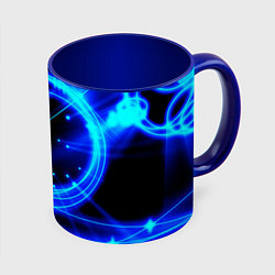 Кружка 3D Оптические синие волны, цвет: 3D-белый + синий