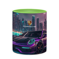 Кружка 3D Porshe night city, цвет: 3D-белый + светло-зеленый — фото 2