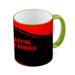 Кружка 3D Asking Alexandria - red gradient по-горизонтали, цвет: 3D-светло-зеленый кант