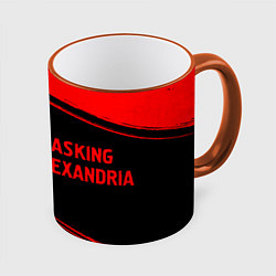 Кружка 3D Asking Alexandria - red gradient по-горизонтали, цвет: 3D-оранжевый кант